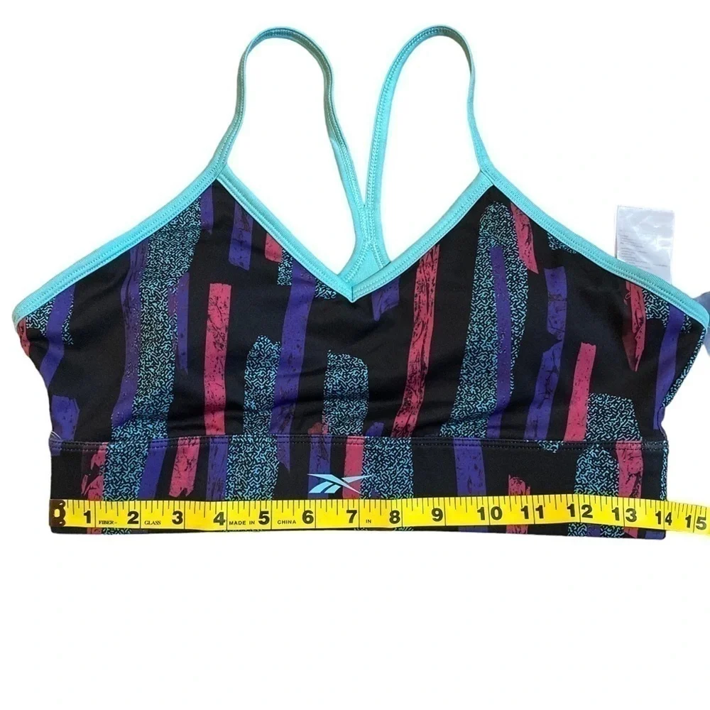 REEBOK Women's multi color Tri-Back Sports Bra, Light Support size L